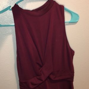 maroon high neck dress